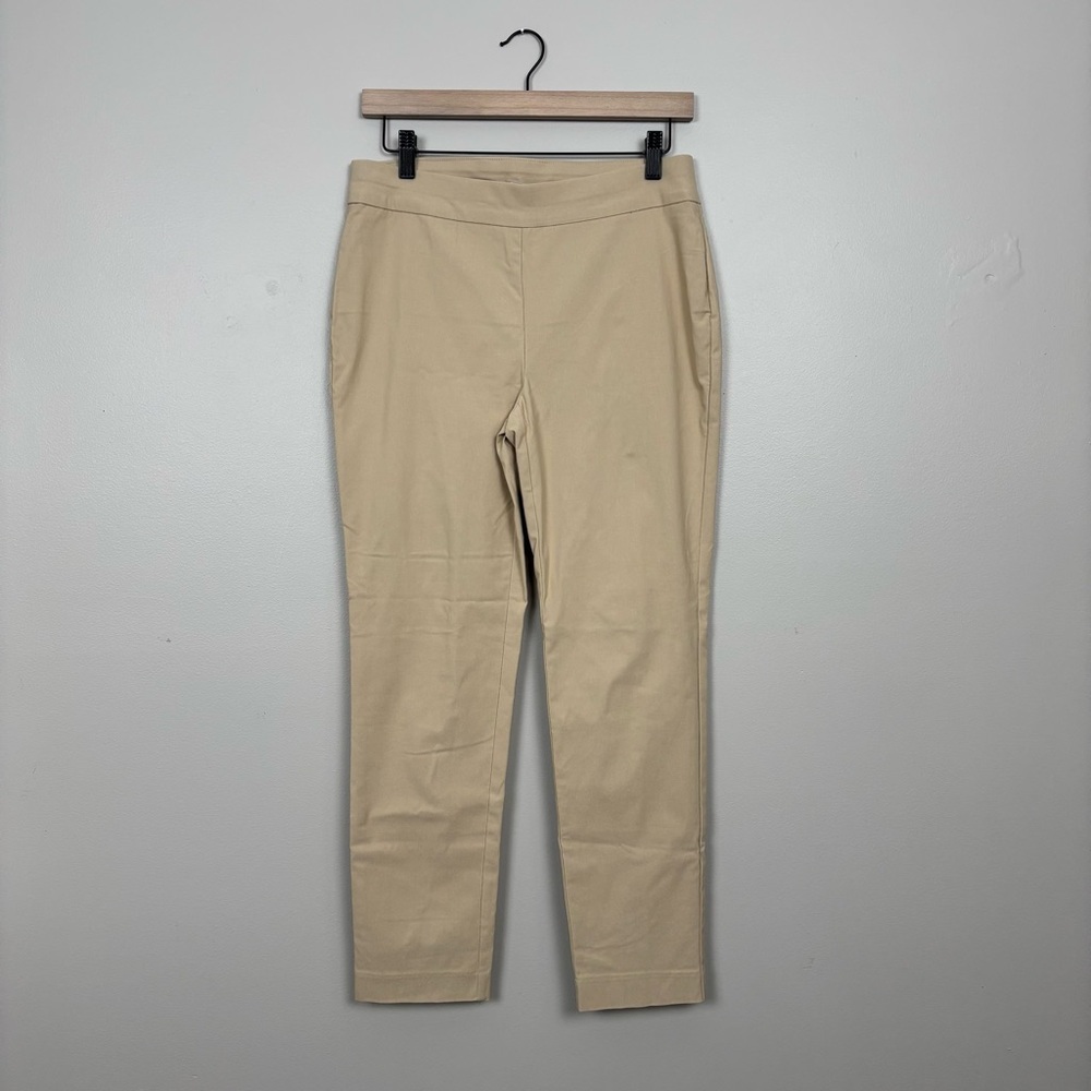 Chico's Pants Womens 0R (4R) Tan Pull On Slim Fit Crop Ankle Split Hem Mid Rise